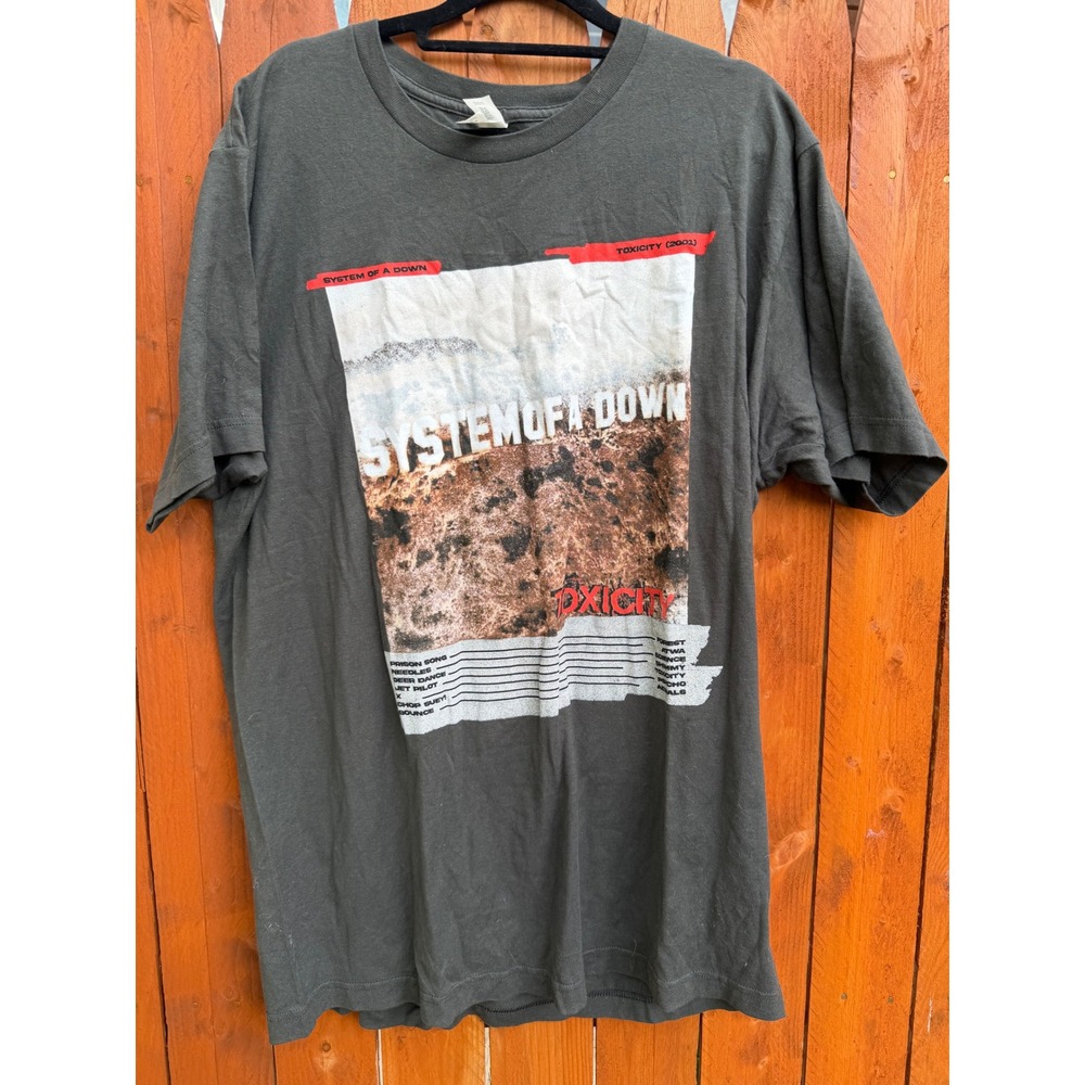 System Of A Down Toxicity Album Graphic Tee Shirt Charcoal Grey Large Tultex 202